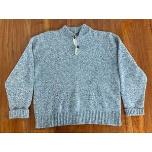 VTG 90s Women Victoria Dry Goods USA wooden button wool speckle sweater XL